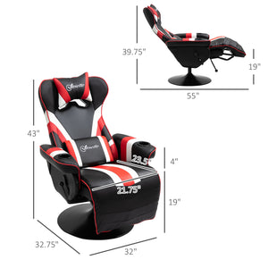 English Elm Vinsetto Racing-Style Gaming Recliner Chair with Lumbar Support, Footrest, Cup Holders, Swivel W2225P217437