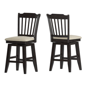 Homelegance By Top-Line Juliette Slat Back Counter Height Wood Swivel Chair Black Rubberwood