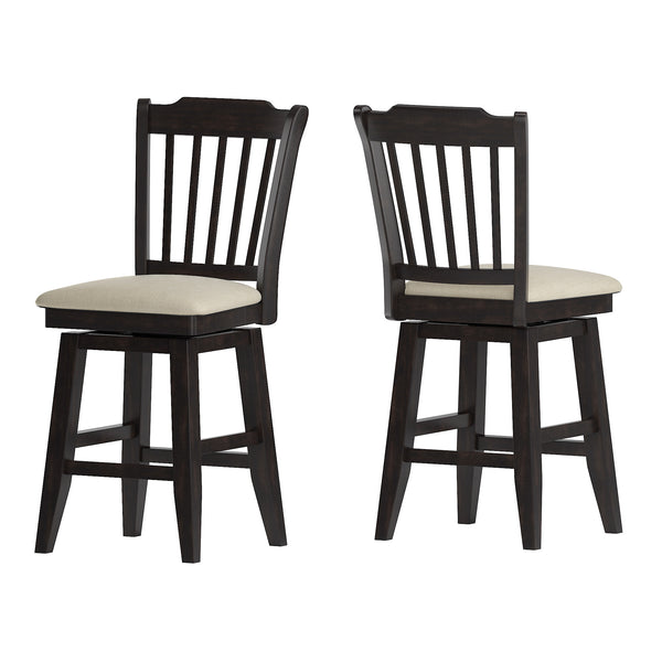 Homelegance By Top-Line Juliette Slat Back Counter Height Wood Swivel Chair Black Rubberwood