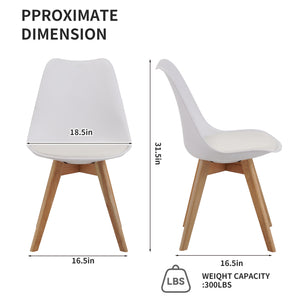 English Elm Set of Four Pu Leather Dining Chairs with Tapered Wood Legs Medieval Modern Style White W3851P457787