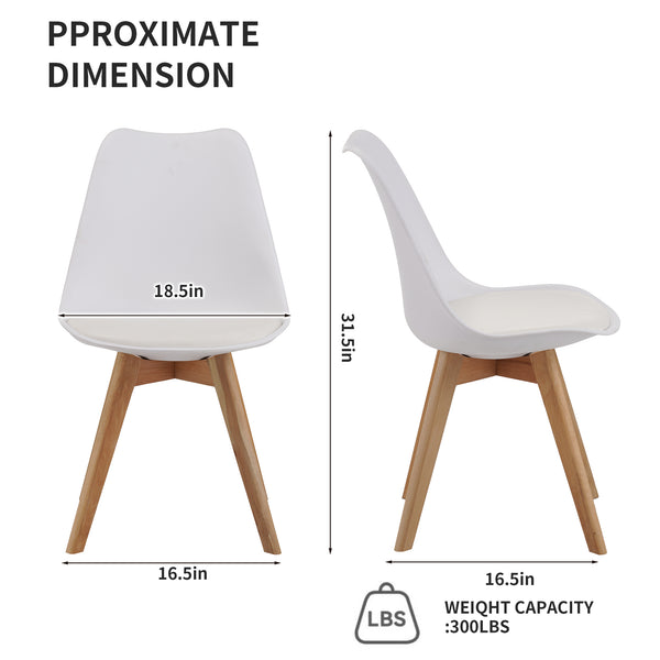English Elm Set of Four Pu Leather Dining Chairs with Tapered Wood Legs Medieval Modern Style White W3851P457787