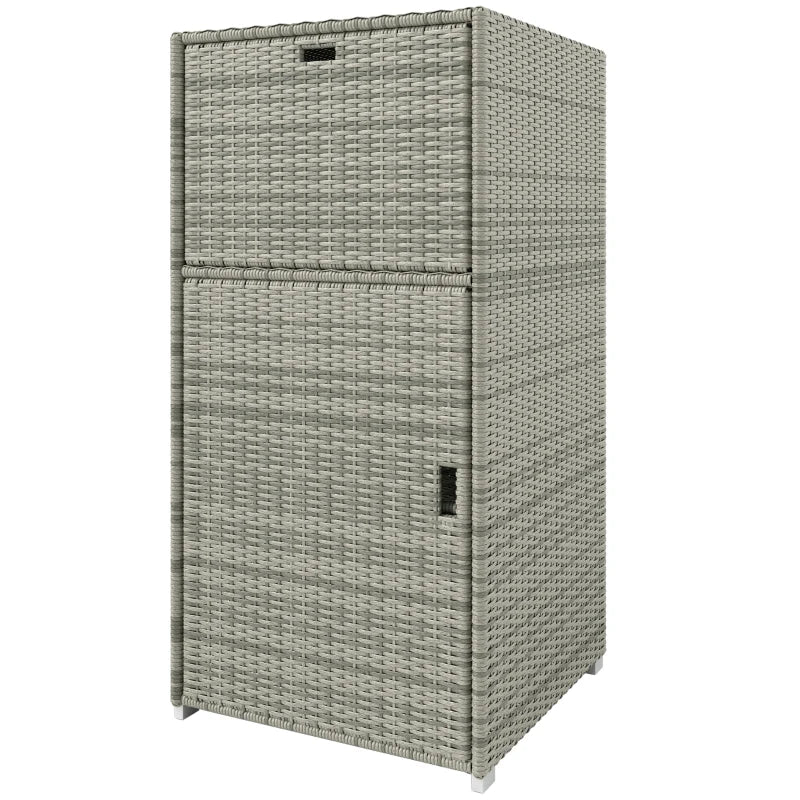 English Elm Outdoor Pe Rattan Pool Storage Cabinet with Drawer and Magnet Sealed Doors T3971P465449
