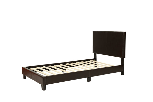English Elm Modern Faux Leather Upholstered Bed Queen Size with Adjustable Headboard, Low-Profile Slat Support Frame, Sleek Contemporary Design Brown,Espresso 45 L x 31 W x 7 H B011P395417