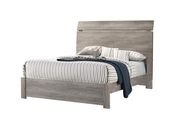English Elm Wooden Modern Queen Size Bedframe with Rustic Paper Laminate Finish, Simple Headboard Design, 55"H Grey 85 L x 8 W x 5 H B011S01436
