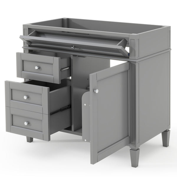 English Elm 36'' Modern Bathroom Vanity Cabinet With 2 Drawers, Tip-Out Storage, Solid Wood Frame & More! N710P256582E