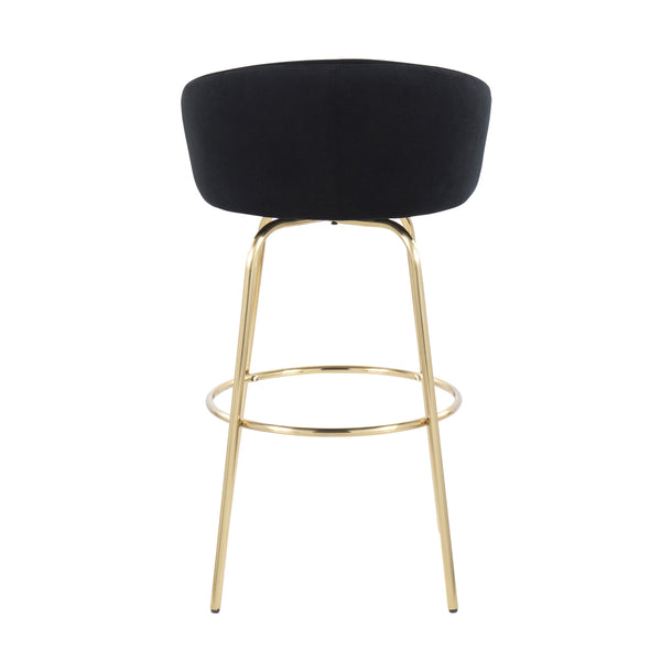 English Elm Contemporary Velvet Swivel Barstools with Gold Frame Glam Seating for Home Bar Set of 2 B202S00503