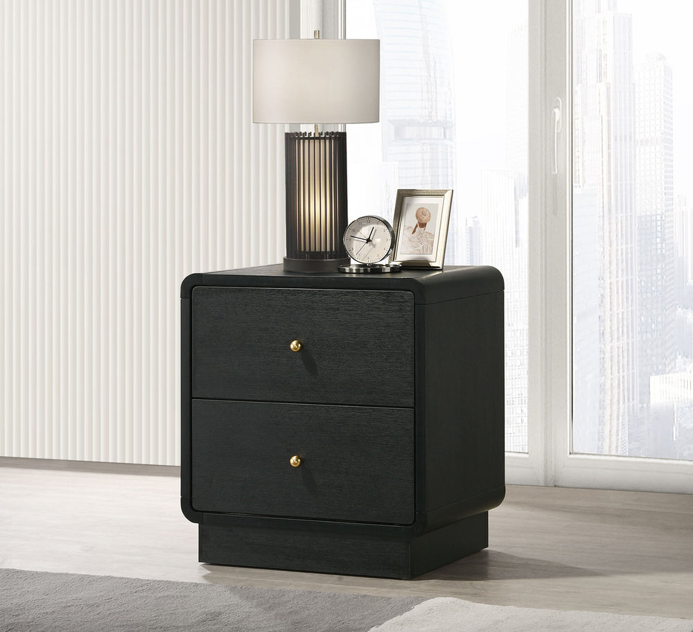 English Elm 2-drawer Nightstand Melamine Veneer Brass Hardware Modern Bedroom Bedside Table B016P459888