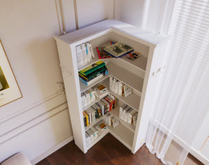English Elm Corner 5-Tier Bookshelf White MDF – Space-Saving Corner Storage, Sturdy Durable Design for Home Study W3062P289213