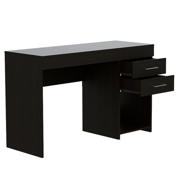 English Elm Austin Writing Computer Desk with Two Drawers and Cabinet, Spacious Legroom, Open Shelf, Durable Particleboard Black 51 L x 22 W x 5 H B128P148865