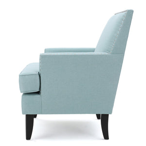 English Elm Christopher Knight Home® - CLUB Chair with Plush Padded Seat and Birch Legs, Upholstered Fabric Accent Chair for Living Room Comfort Light Blue 30.65 L x 29.75 W x 28.75 H 60165.00