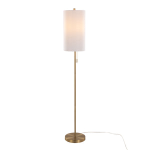 English Elm Bounty 62 Inch Gold Metal Floor Lamp with White Linen Shade for Living Room B202P223982