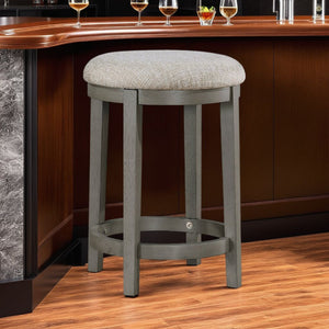 English Elm Anab Set of 2 Counter Stools Round Foam Cushion Gray Wood Frame Kitchen Bar B056P417031