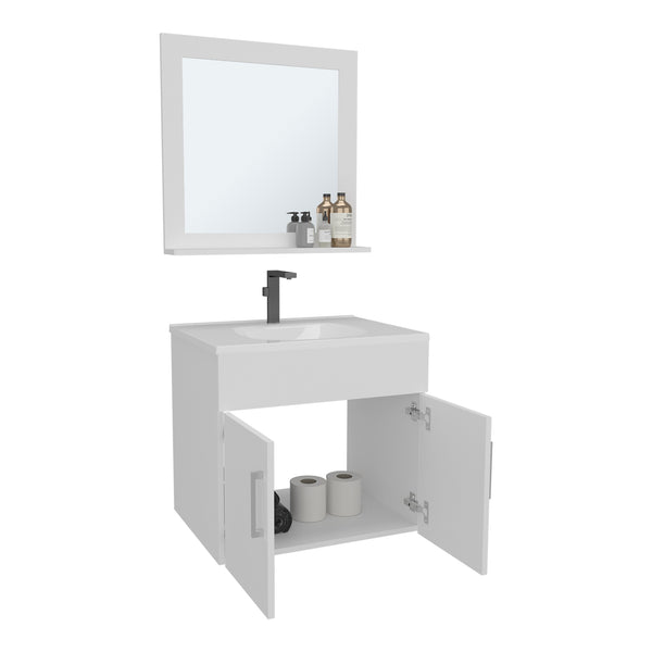 English Elm Blake Contemporary Bathroom Mirror Cabinet with Two Shelves Wall-Mounted Storage, Durable MDF Finish White 29.92 L x 24.8 W x 12.6 H B070P316863