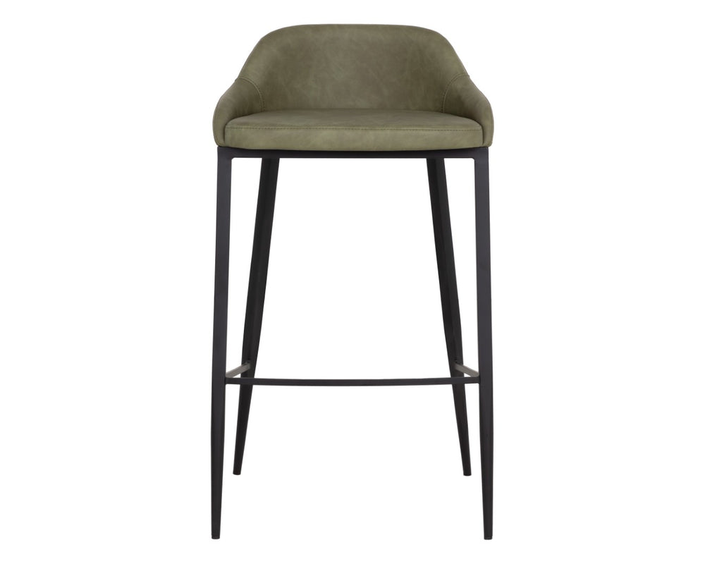 Sunpan ASTRA Barstool - Contemporary Comfort with Ivanhoe Pine Faux Leather & Sturdy Iron Legs, 34.75” H 112485