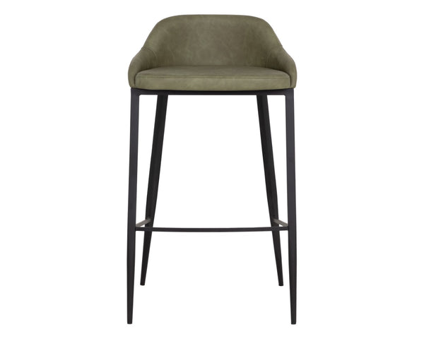 Sunpan ASTRA Barstool - Contemporary Comfort with Ivanhoe Pine Faux Leather & Sturdy Iron Legs, 34.75” H 112485