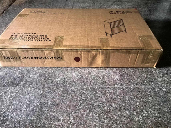 English Elm 23.6 Inch Walnut shoe cabinet with gold knobs, mid-century farmhouse slim organizer, anti-tip safety, adjustable shelves W1706P352012