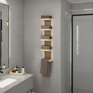 English Elm FM FURNITURE Floating Bathroom Cabinet with Soft-Close Door, Hidden Storage and Open Shelf Multicolor 35.8 L x 10.6 W x 3.1 H B128P387088