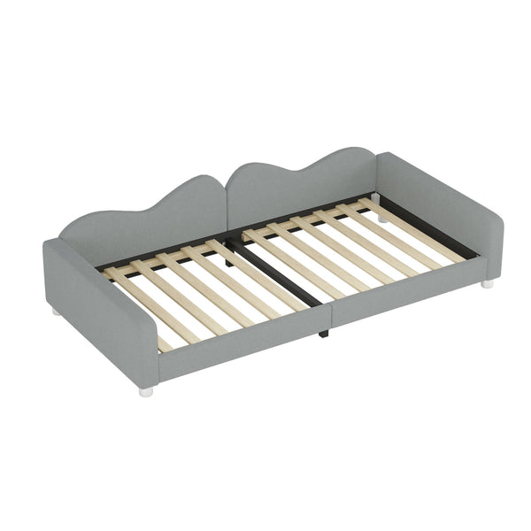 English Elm Twin Sherpa Upholstered Daybed with Cloud-Shaped Backrest, Cozy Sofabed Design, No Box Spring Needed Gray 42.5 L x 25.5 W x 8 H N733P234602E