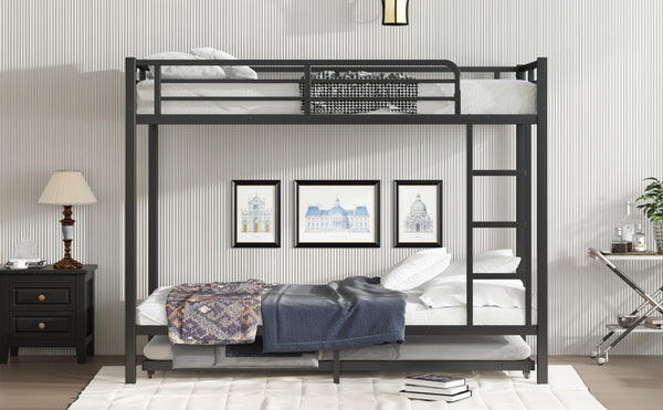 English Elm Twin Xl Metal Bunk Bed With Twin Trundle - Stylish Space-Saving Solution For Shared Rooms! W1580S00128-GIGA