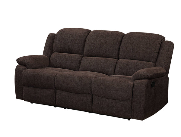 English Elm Madden Brown Chenille Motion Sofa with Drop-Down Table, Console Cup Holders & Pillow-Top Arms B2726P335405