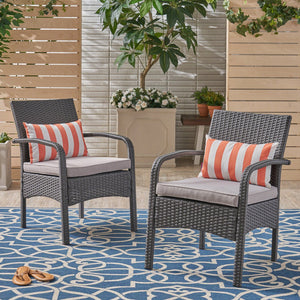 English Elm Christopher Knight Home® - CORDOBA PE Rattan Wicker Chair with Iron Frame and Waterproof Cushion for Durable Outdoor Seating Grey 57459.00GRY