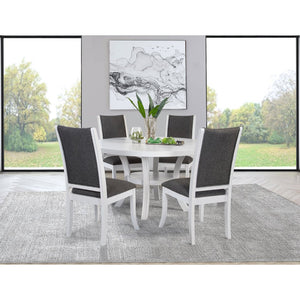 English Elm Tyler Round Wood Dining Set with Four Upholstered Chairs for Modern Kitchens B062S01573