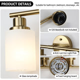 English Elm 4-Light Golden Bathroom Vanity Light Fixture, Frosted Glass Shades, Modern Wall Mounted Lighting (No Bulbs)