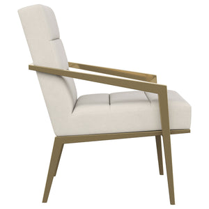 English Elm Merriman Upholstered Metal Arm Accent Chair with Gold Frame, Sculpted Sloping Arms and Luxe Comfort (96) Cream B062P299926