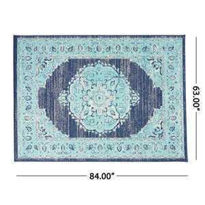 English Elm Christopher Knight Home® - RUG Blue and Ivory 63x84 Area Rug — 100% Polypropylene Hand-Crafted Low Pile 4mm Durable, No-Assembly Luxury 72348.00