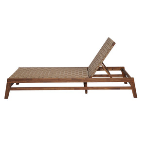 English Elm Christopher Knight Home® - Outdoor Rope Chaise Lounge with Acacia Wood Frame and Adjustable 4-Position Recline for Patio Comfort Light Brown,Mocha 84.84 L x 29.13 W x 5.78 H N776P288556B