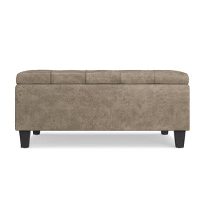 English Elm Harrison Tufted Faux Leather Storage Ottoman with Lift Top for Living Room Use B136P439027