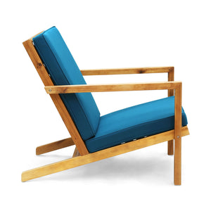 English Elm Christopher Knight Home® - LEAH Acacia 3-Piece Outdoor Chat Set with Water-Resistant Cushions and Slat Paneled Tabletop Brown 40 L x 25.75 W x 18.75 H 60915.00BRNDT