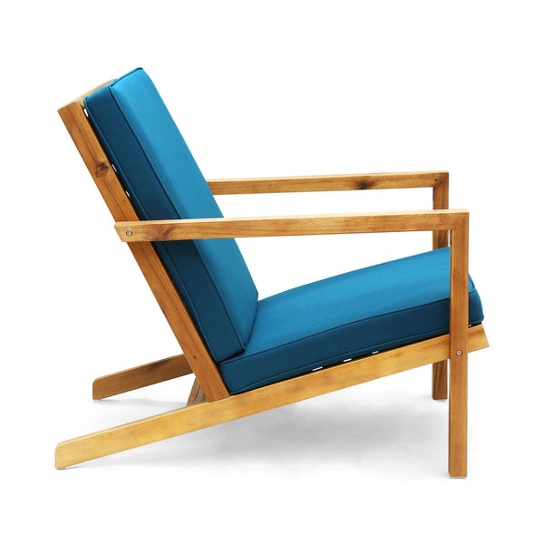 English Elm Christopher Knight Home® - LEAH Acacia 3-Piece Outdoor Chat Set with Water-Resistant Cushions and Slat Paneled Tabletop Brown 40 L x 25.75 W x 18.75 H 60915.00BRNDT