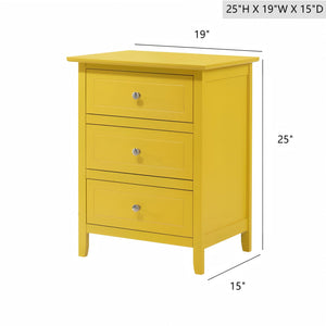 English Elm Modern Yellow Nightstand Durable Particle Board 25"H x19"W x15"D Bright Modern Accent, No Assembly Needed B078107967