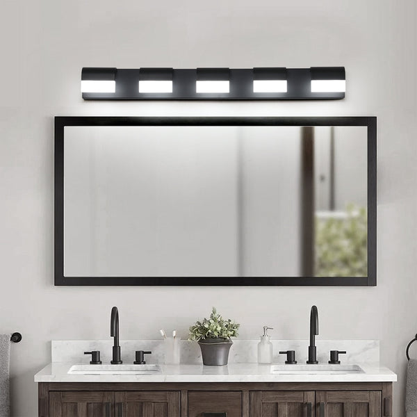 English Elm Modern 5-Light Led Vanity Lighting Fixture For Bathroom Mirrors – Sleek Style & Dimmable Illumination W2312P374896