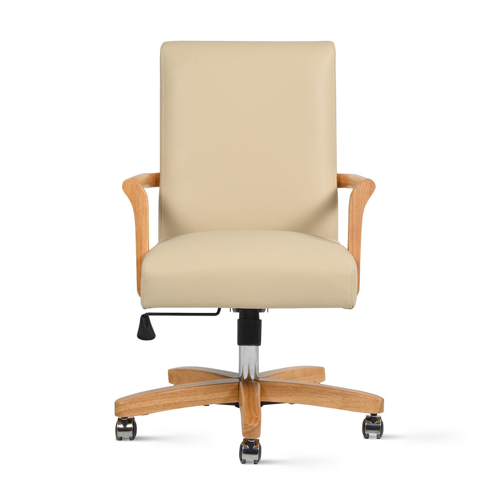 English Elm Jennifer Taylor Home - Dumont High Back Executive Office Chair - Top Grain Leather, Lumbar Support, Tilt & Swivel, Neutral Beige Elegance B2719P238268