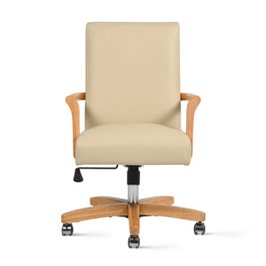 English Elm Jennifer Taylor Home - Dumont High Back Executive Office Chair - Top Grain Leather, Lumbar Support, Tilt & Swivel, Neutral Beige Elegance B2719P238268