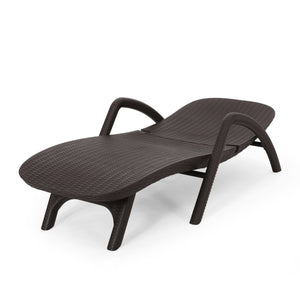 English Elm Christopher Knight Home® - MIKAEL Chaise Lounge Dark Brown Polypropylene 3D Wicker Weather-Resistant Handcrafted Outdoor Seating 68020.00DBRN