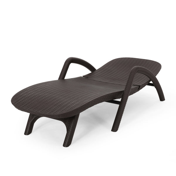 English Elm Christopher Knight Home® - MIKAEL Chaise Lounge Dark Brown Polypropylene 3D Wicker Weather-Resistant Handcrafted Outdoor Seating 68020.00DBRN