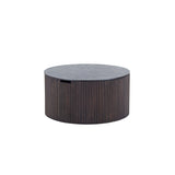 English Elm Handmade Round Coffee Table Side Table End Table, Fraxinus Mandshurica +Mdf, Smoky Color, 27.55Inch *13.77Inch