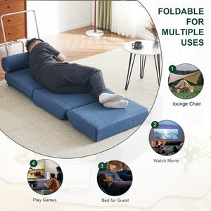 English Elm Single Foldable Sofa Bed Chair with High Density Foam and Breathable Linen Fabric W2113P181632