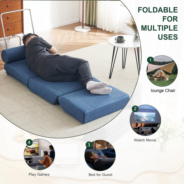 English Elm Single Foldable Sofa Bed Chair with High Density Foam and Breathable Linen Fabric W2113P181632