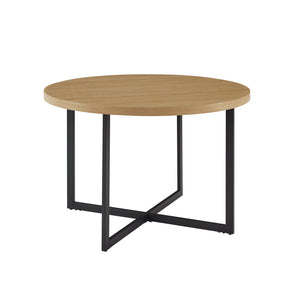 42" Metal and Wood Modern Round Dining Table Coastal Oak, Black CNRD1DCO Walker Edison