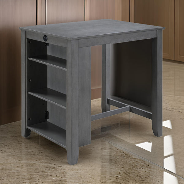 English Elm Ham Counter Height Dining Table with Usb Charging Open Shelf for Kitchen Nooks Gray B056P416890