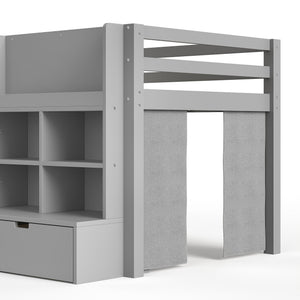 English Elm Full Bunk Bed with Trundle Bookshelf Storage Pine Frame Car Design for Kids W1580S00398