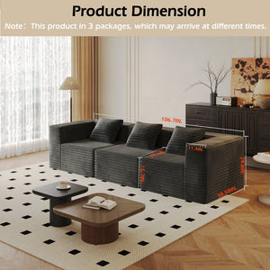 English Elm Modular Sectional Couch - No Assembly Needed, Deep Seat Memory Foam Sofa For Modern Living Spaces W3434S00024