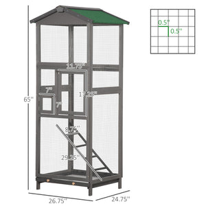 English Elm Pawhut Outdoor Fir Wood Aviary Tall Bird Habitat with Uv Protection and Pull Tray W2225P173757