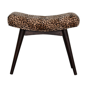 English Elm Soild Wood Leopard Print Curved Velvet Bench – Stylish Accent Seating For Entryways & Living Rooms B182P186280-GIGA