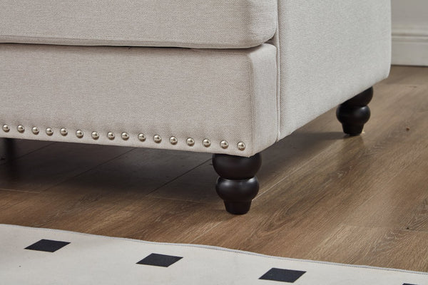 English Elm 83" Modern Classic Three-Seater Sofa with Storage, Upholstered Polyester, Solid Wood Frame, 900lb Capacity Beige W1097S00171