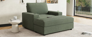 English Elm Christopher Knight Home® - 42.8" Oversized Chaise Lounge with Storage Ottoman, Corduroy Upholstery, USB Port & Cup Holders for Cozy Living Space Green N765P350851N